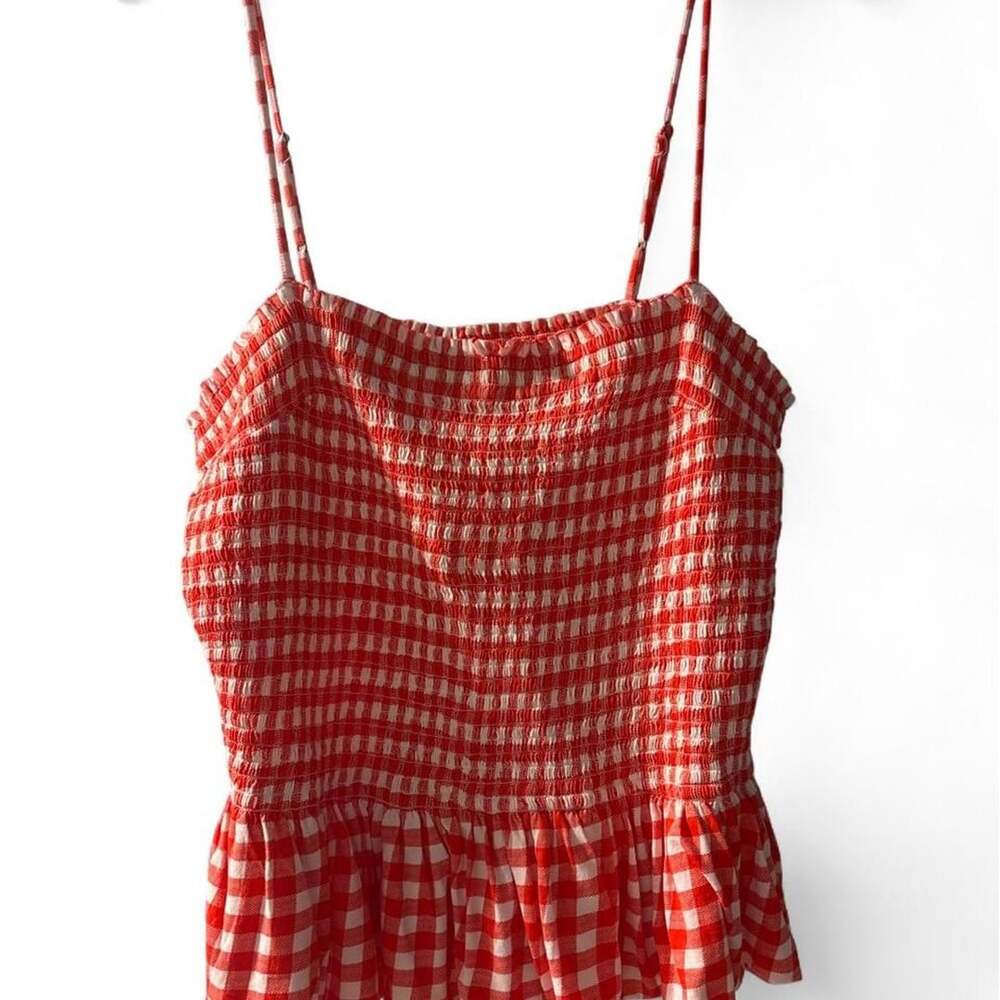 Free People Gingham Smocked Cami Top